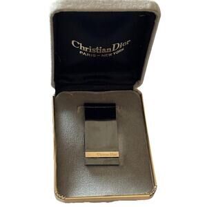 Christian Dior Silver Black Metal Money Clip New Old Stock Original Box